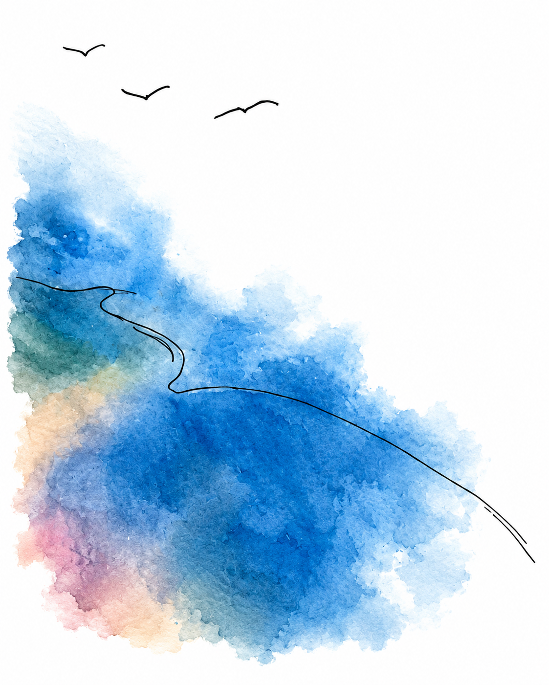 Abstract blue watercolor artwork