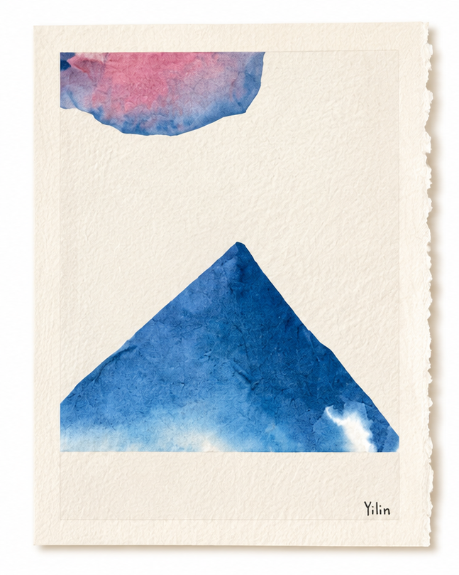 Two simple colorful painted shapes